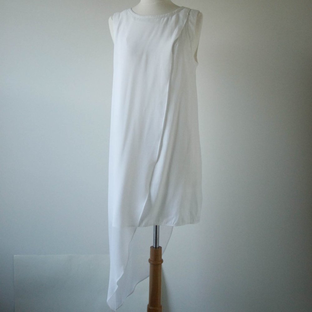 White Asymmetric Tank Dress